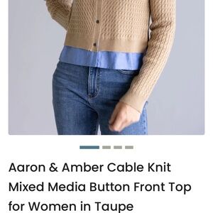 Aaron & Amber Taupe Cable Knit Cardigan for Women